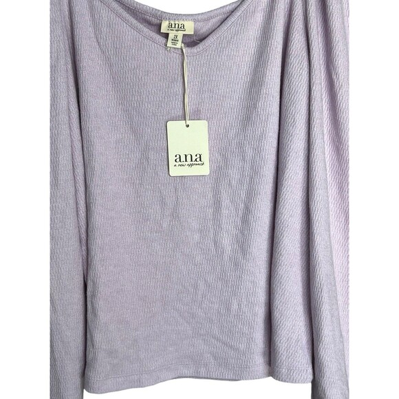 Ana A New Approach Long Puff Sleeve Top Women's Tee Size 2X Lavender Frost - Picture 2 of 10
